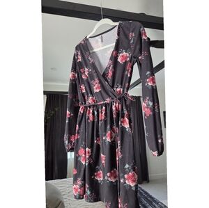 Floral Black Mini Dress